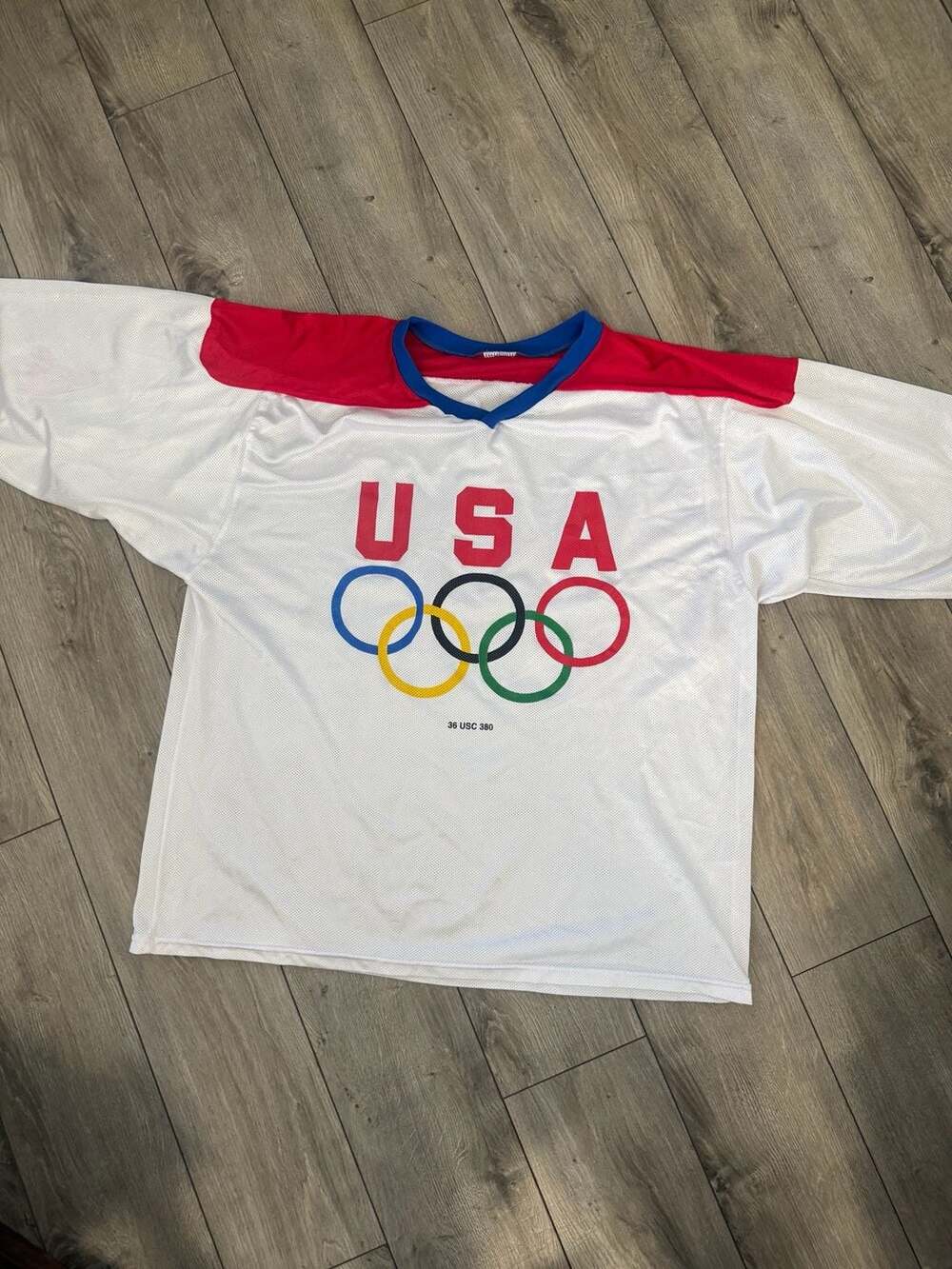 Vintage 90s USA Olympics General Mills Promo White Mesh Hockey Jersey